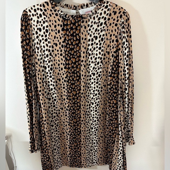 Andree by Unit Slip Dress Size small Black Mocha Long Sleeve leopard animal - Picture 1 of 6